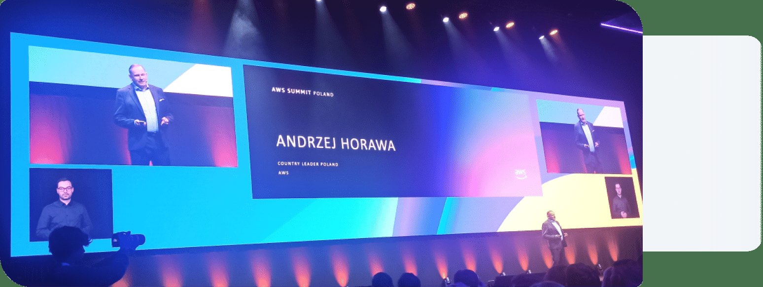 Keynote AWS Summit Poland w Katowicach, scena i publiczność